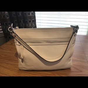 Coach White Pebble Leather Perri Shoulder Bag